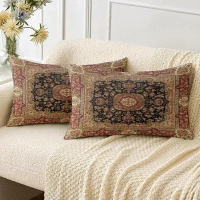 Produktbild von Famanu Kissenbezüge Set 2 Stück 30 x 50 cm – Boho Blumenmuster, wetterfest für Garten und Terrasse