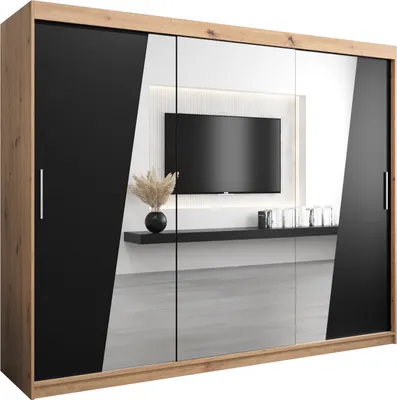 Produktbild von Kleiderschrank, Schiebetürenschrank Schlafzimmer, Schrank mit Spiegel RHOMB 250 cm