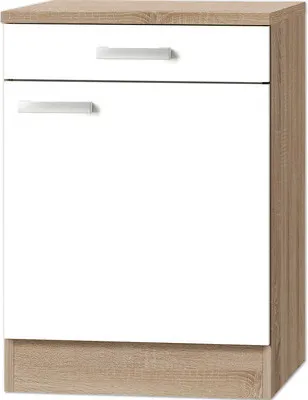 Produktbild von Optifit Unterschrank mit Schublade und Drehtür Zamora214 BxTxH 60 x 60 x 84,8 cm weiß matt zerlegt Anschlag reversibel K