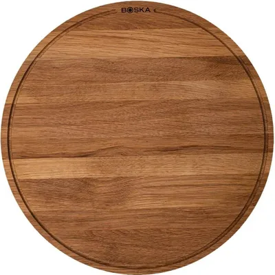 Produktbild von Boska Pizzabrett Friends XL / Pizza Teller / Eichenholz / ⌀40cm / Pizza Blech Rund mit Praktischer Auffangrinne / Auch zum Frühstück, Mittag- und Abendessen