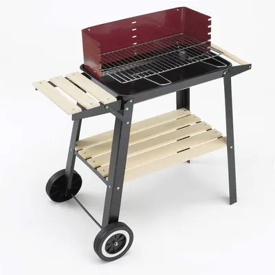 Produktbild von Landmann Grill 48,3 x 29 cm, 0566 Grillwagen, mit Ablage, fahrbar, höhenverstellbar, emailliert