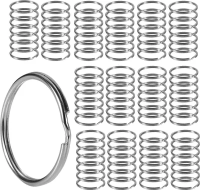 Productafbeelding van 100 metalen sleutelringen voor sleutelhangers, diameter 25 mm. Sleutelringen (verpakking, 100 stuks), roestvrij