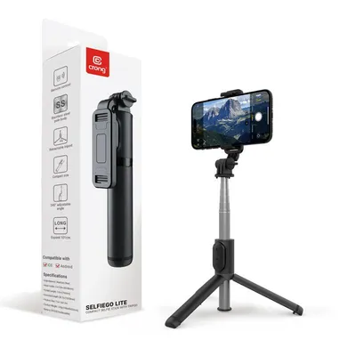 Image de Crong Compact selfie stick Bluetooth tripod black