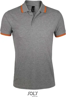 Produktbild von SOLs 00577 | Herren Polo Shirt Pasadena - Farbe: Grey Melange/Orange - Größe: L