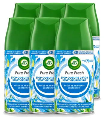 Image de 6 recharges Air Wick Freshmatic Pure "Rosée du printemps", 250 ml - Pack économique - 6 pièces