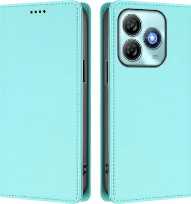 Image de Etui en cuir pour ZTE Blade A75 4G, étui magnétique en cuirPolyuréthaneavec support Vert Menthe