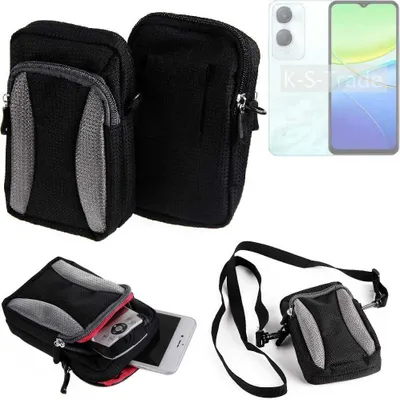 Produktbild von K-S-Trade Holster Schutz Hülle kompatibel mit Vivo Y36c Handy Hülle Gürteltasche Umhängetasche mit Zusatzfach schwarz