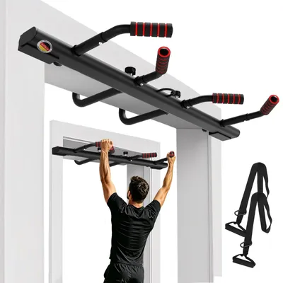 Immagine prodotto di Barra per trazioni da porta - Barra per trazioni a porta - Senza viti - 4 impugnature - Max 200 kg - Stipite 50-90 cm