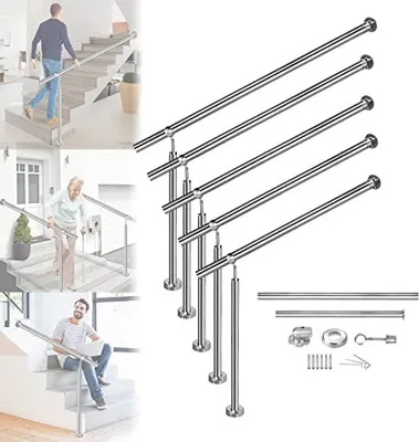 Produktbild von ACXIN Edelstahl Handlauf Eingangsgeländer Geländer Treppengeländer Rostfrei Wandhandlauf für Drinnen Draußen Treppen - Höhe: 90cm Längen: 150cm