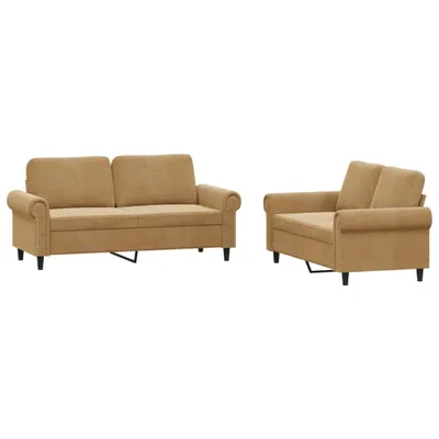 Productafbeelding van 2-delige Loungeset met kussens fluweel bruin
