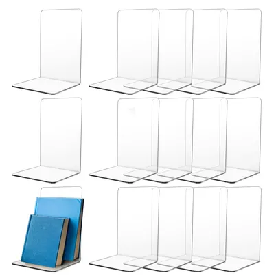 Imagen del producto de Omgoods - Juego de 16 soportes transparentes de acrílico para libros, ideales para libros pesados