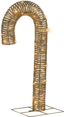 Produktbild von BELIANI Outdoor LED Weihnachtsbeleuchtung Gold Metall 74 cm Zuckerstange mit Stromanschluss zum Aufstellen für Innen und Außen Deko Adventsdekoration