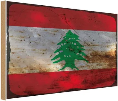 Produktbild von vianmo Holzschild 20x30 cm Libanon Lebanon Rost Flagge Fahne Wappen
