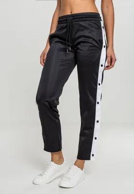 Produktbild von Urban Classics TB1995 | Ladies Button Up Track Pants Trainingshose Damen - Farbe: blk/wht/blk - Größe: S