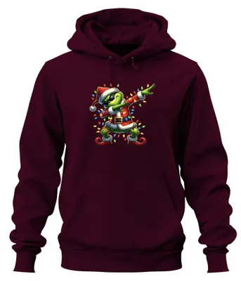 Immagine prodotto di Grinch Dabbing Christmas Santa Fairy Lights Funny Gift Felpa con cappuccio Unisex, Borgogna, M