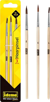 Produktbild von Idena 60107 - Haarpinsel, 3er-Set, in den Größen 4, 6 & 8
