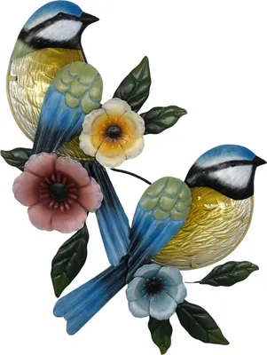 Produktbild von abc HOME | Wanddeko Blaumeise | Metall | Glas | 46 cm H