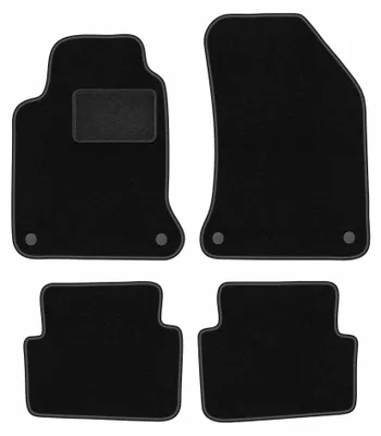 Produktbild von Velours-Fußmatten für Renault Laguna II 2001-2007 (Kombi/Liftback) – 4-tlg, Schwarz, passgenau – Wielganizator LUX – Befestigungen vorne