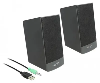 Produktbild von Delock USB Stereo 2.0 Lautsprecher mit 3,5 mm Klinkenstecker und USB Stromversorgung