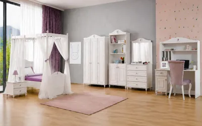 Image de Armoire, commode, étagère, bureau, ensemble blanc
