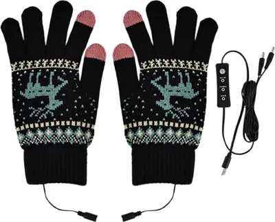 Produktbild von 1 Paar beheizte Handschuhe mit USB-Aufladung, Touchscreen, einstellbar, 3 Heizstufen, dick gestrickt, fingerlos, waschbar, hohe Elastizität, Schreibhandschuhe für Büro, Studenten