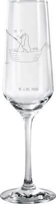 Produktbild von Mr. & Mrs. Panda Champagnerglas Pinguin Angelboot - Transparent - Geschenk, Boot, Sektglas, Glas, Motivation, Sektkelch, Trinkglas, Angeln, Optimistisch, Proseccoglas