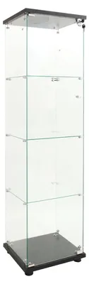 Image de Vitrine en verre, 4 étagères, éclairage élégant, une porte + noir