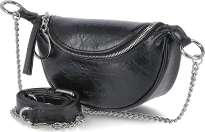 Produktbild von Seidenfelt Damen Gürteltasche/ Belt Bag/ Umhängetasche GLOSSY SKIEN Schwarz Kunstleder in Knautschoptik ,-