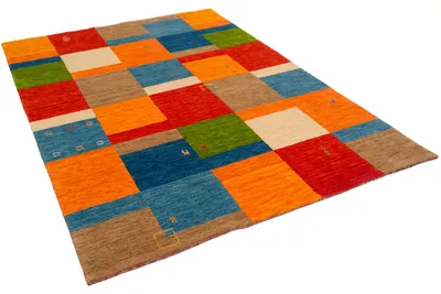 Produktbild von Natur Wolle Teppich Gabbeh Klassisch und Modern, Größe:140x200 cm, Farbe:Bunt Türkis
