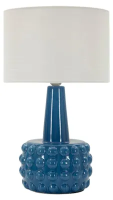 Image de Lampe de table Gress 30 x 51,5 x 30 cm Fer Céramique Tissu Blanc Bleu