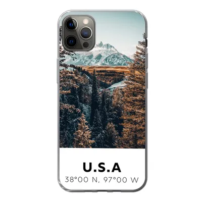 Produktbild von MuchoWow® Handyhülle Schutzhülle Hülle für iPhone 12 Pro Max Amerika - Berge - Bäume Silikon Softcase Handy Hülle - Hartschale