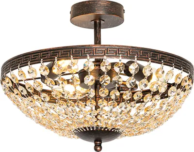 Produktbild von QAZQA - Klassisch I Antik Klassische Deckenleuchte I Deckenlampe I Lampe I Leuchte aus Bronze und Kristall, 3-flammig – Mondrian I Wohnzimmer I Schlafzimmer - Stahl Rund - LED geeignet E14