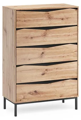 Productafbeelding van Dressoir Vicco Elvano Eiken/Zwart 79.2 x 120 cm met 5 lades, Model 61288