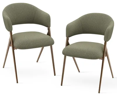 Image de Lot de 2 Chaises de Salle à Manger – Design Ergonomique et Confortable, Style Vintage - Vert