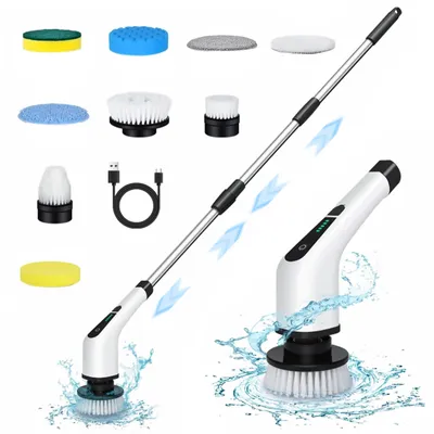 Produktbild von Elektro-Oberflächenbürste 9 in 1 Elektrische mit Verlängerungsgriff, mit 9 austauschbaren Bürsten für Toilette, Badewanne, Küche, Boden