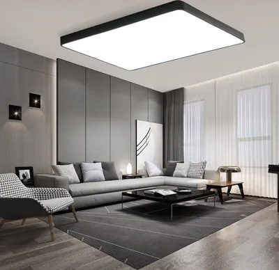 Produktbild von Deckenleuchten, 48W LED Deckenlampe, Stufenlos dimmbar, Fernbedienung und APP Steuerung, für Wohnzimmer, Schlafzimmer, Wohnzimmerlampe 60*40cm Schwarz