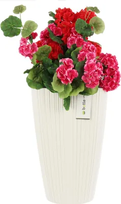 Image de Grand bac à plantes carré avec insert V 60 cm, blanc, rainures élégantes