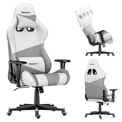 Produktbild von Huzaro Force 6.2 | Gaming Stuhl Bürostuhl Schreibtischstuhl Gamer Stoff | bis 130 kg belastbar | Höhenverstellbar Kopfstütze Lendenstütze | Weiß
