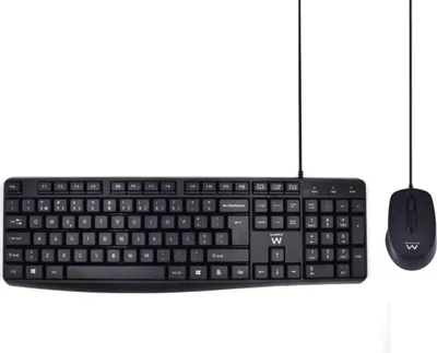 Produktbild von Ewent EW3007, Kabelgebunden, USB, Membran Key Switch, QWERTY, Schwarz, Maus enthalten