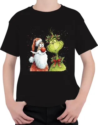 Produktbild von Grinch Weihnachtsmann lustig Weihnachten Geschenk Vintage Uni Kinder T-Shirt, Schwarz, 140