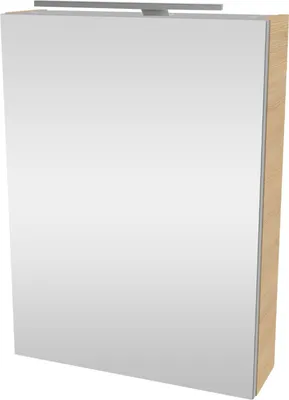 Produktbild von Fackelmann B.STYLE Spiegelschrank mit LED-Beleuchtung  Alibertschrank für Bad und Gäste-WC (50 x 68 x 15,3 cm)  SBC Badschrank mit Spiegel in Holz Braun  Tür rechts