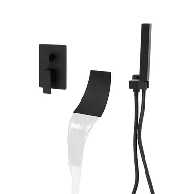 Produktbild von Duscharmatur Set, Wandmontage, Handbrause, schwarz