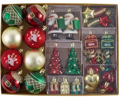 Immagine prodotto di Palle di Natale, 40 pezzi. Decorazioni per albero di Natale con confezione regalo. Colori: rosso, verde, oro. Resistenti alla rottura