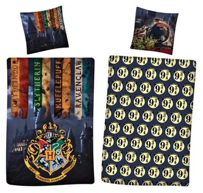 Productafbeelding van Harry Potter beddengoedset: deken en kussensloop, 140x200 cm + 63x63 cm, gemaakt van microvezel