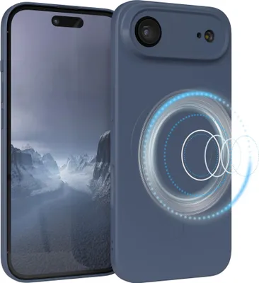 Produktbild von EAZY CASE - Silikonhülle magnetisch für Apple iPhone Air, Hülle Silikon, weich stoßfeste Magnet Handyhülle, Schutzhülle mit Kameraschutz, TPU Bumper in Dunkelblau