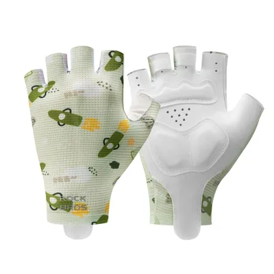 Produktbild von ROCKBROS Kinder Fahrradhandschuhe Halbfinger Rutschfest Fingerlose mit SBR-Polsterung für MTB Outdoor Grün S