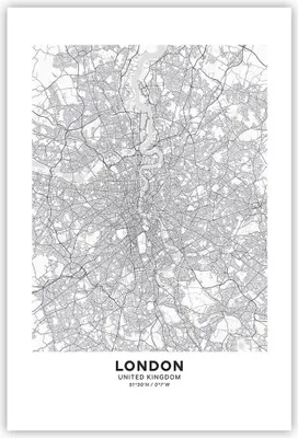 Produktbild von Poster - Poster ohne Rahmen - Stadt Karte London - 61x91,5 cm - Wand Bild - Wanddeko - Wandbilder - Kunstposter - Wandposter - Bilder - Kunstdruck - Wanddekoration - Wandbild - P2XPA61x91-4680