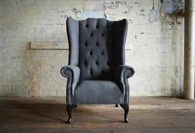 Obrázek produktu pro Designové křeslo Chesterfield látkové čalounění pohovky Pohovky Křesla Televize