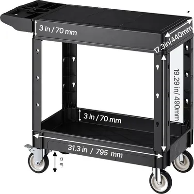 Produktbild von Nutzwagen, Schwerlast, 2-Regal-Design, 39 x 17 x 33 in