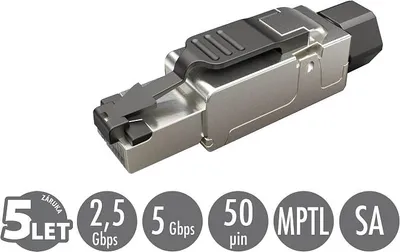 Obrázek produktu pro SOLARIX Konektor MPTL univerzální RJ45 CAT6 STP samořezný SXRJ45-6-STP-BK-SA